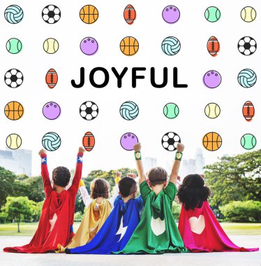 Süper kahraman çocuklar birlikte eğlenin