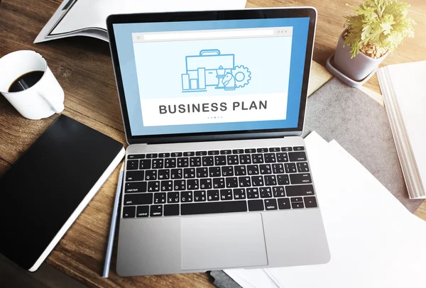 Laptop at working desk — Stock Photo, Image