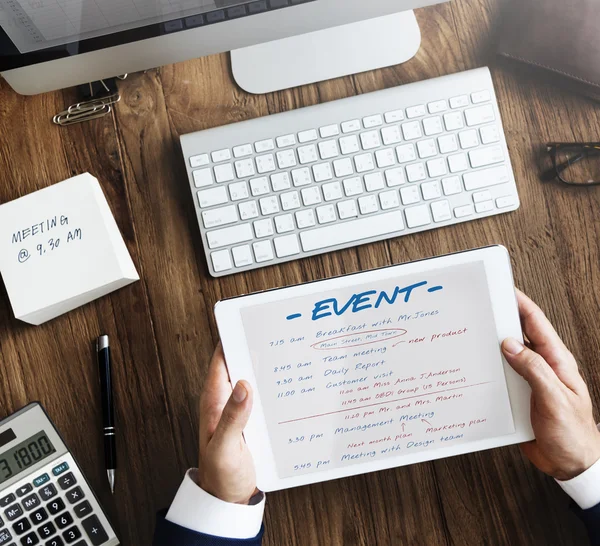 Business man holding tablet — Stock Photo, Image