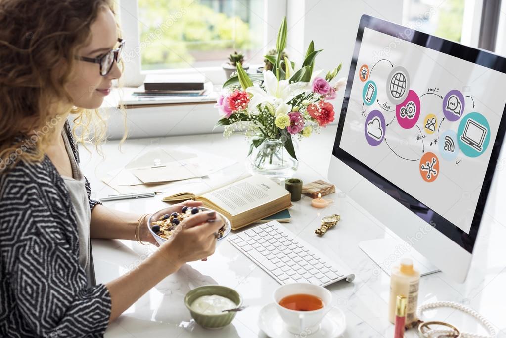 Woman working with computer