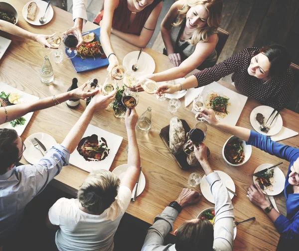 People enjoying food