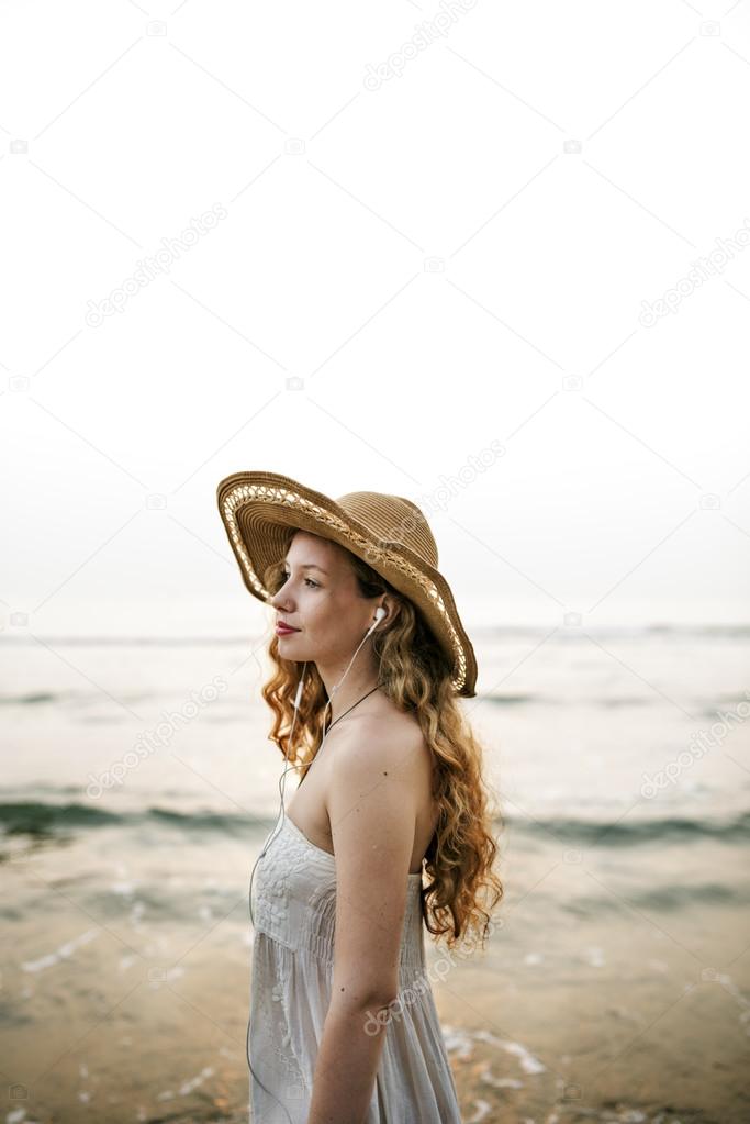 beautiful woman in summer hat