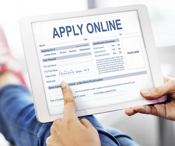 Person holding digital tablet in hands — Stock Photo, Image