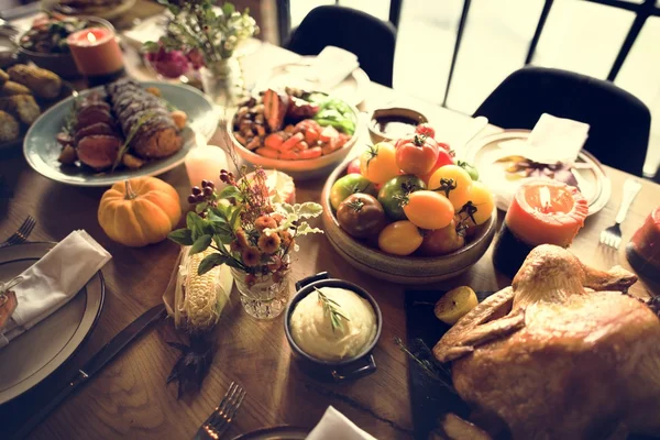 Roasted Turkey on table — Stock Photo, Image