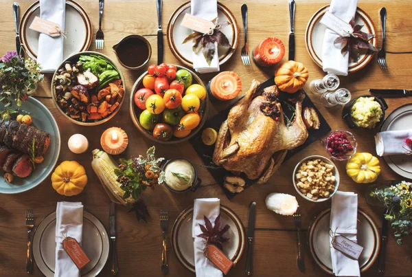 Roasted Turkey on table — Stock Photo, Image