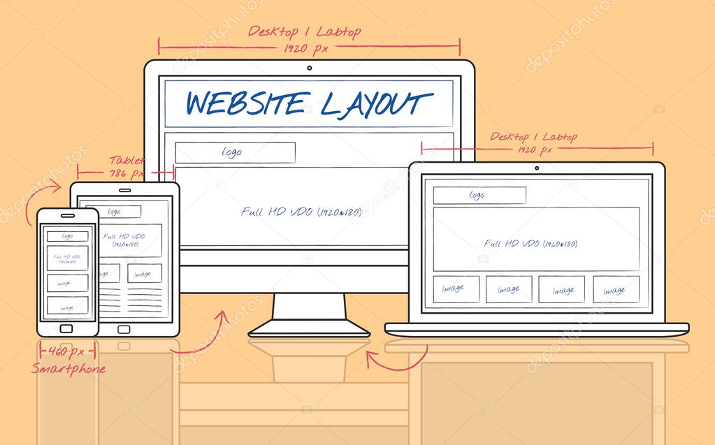 Design Template with Website Layout