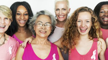 diversity women with pink ribbons clipart
