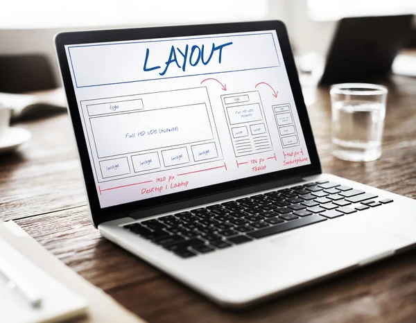 Laptop on workplace table — Stock Photo, Image