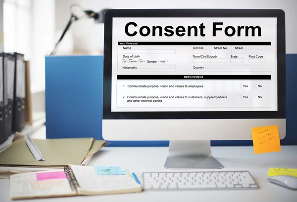 Consent Form on monitor Concept — Stock Photo, Image