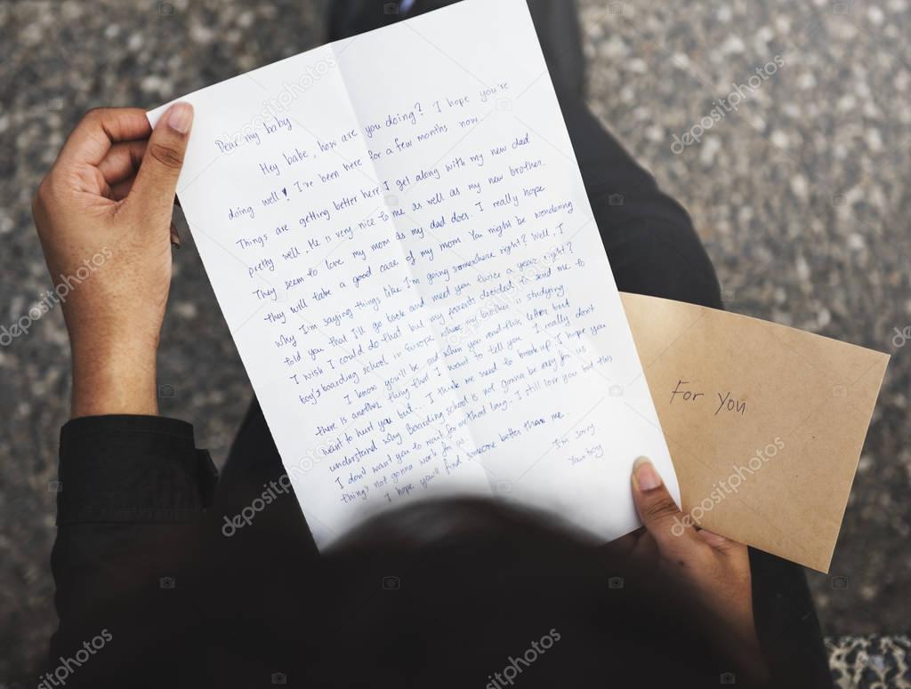 Human hands holding Letter, mail and envelope concept, original photoset