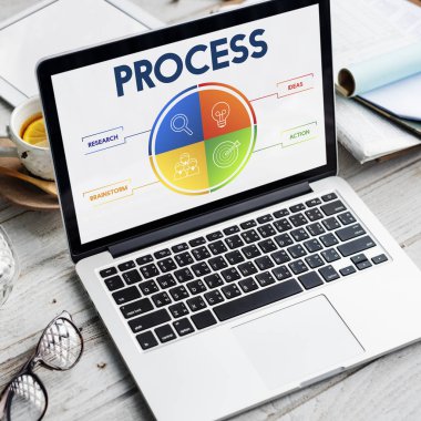 ekrandaki bilgileri ile dizüstü bilgisayar