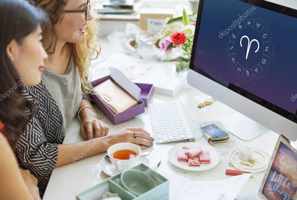 Women working with computer