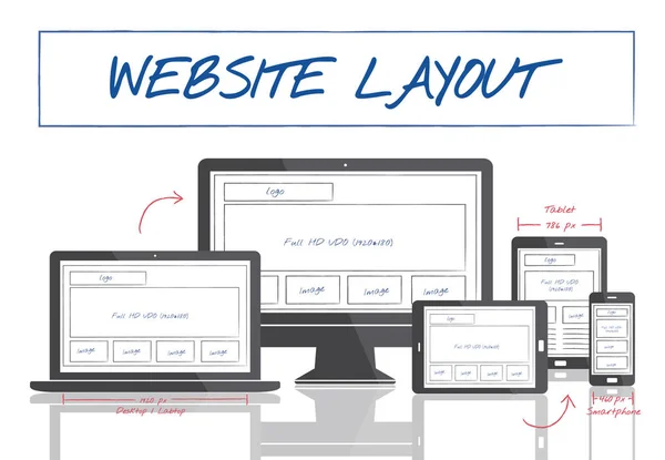 Ontwerpsjabloon met Website lay-out — Stockfoto