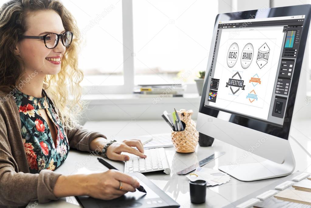 Designer working on computer, Creative Concept, original photoset