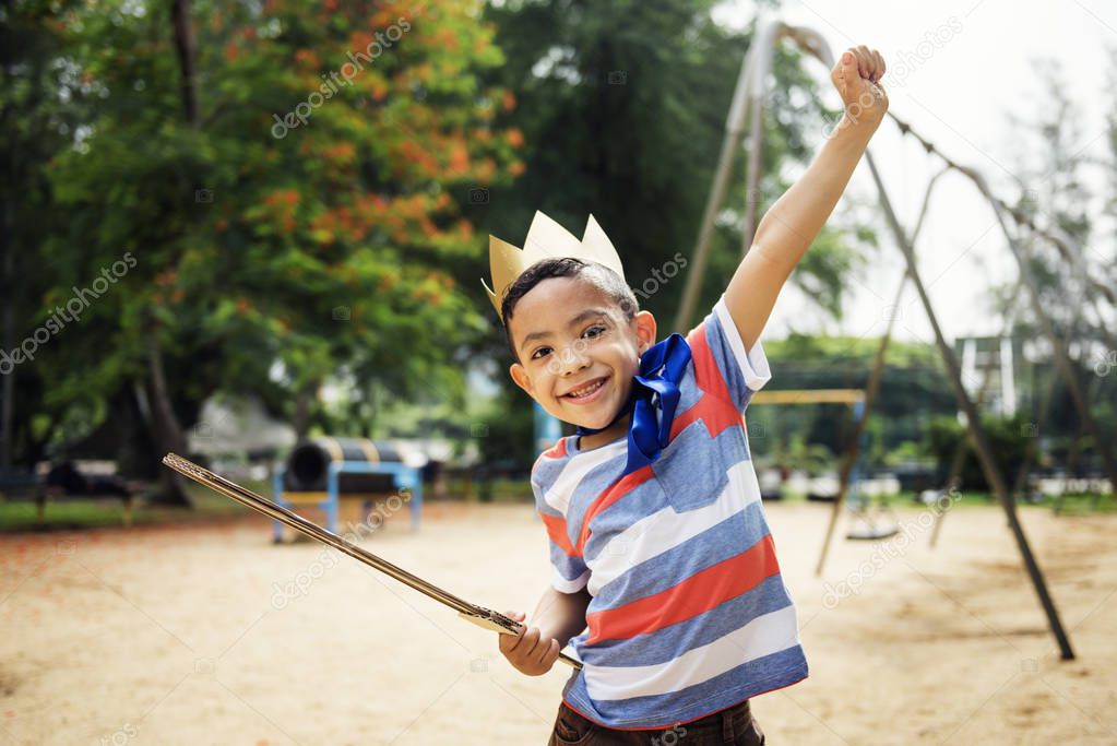 Little Boy with raised hand