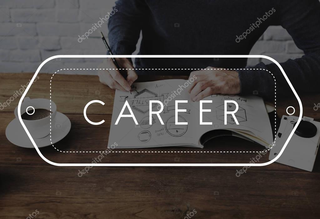Creative Designer working. artistic Concept, Text: Career