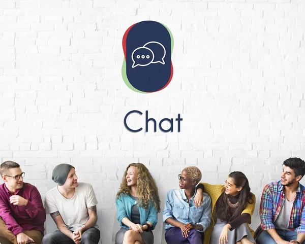 Group of people sitting and talking — Stock Photo, Image