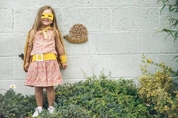 Superhero Baby Girl outdoors — Stock Photo, Image