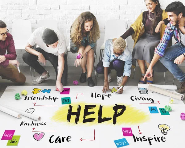 People drawing banner on floor — Stock Photo, Image