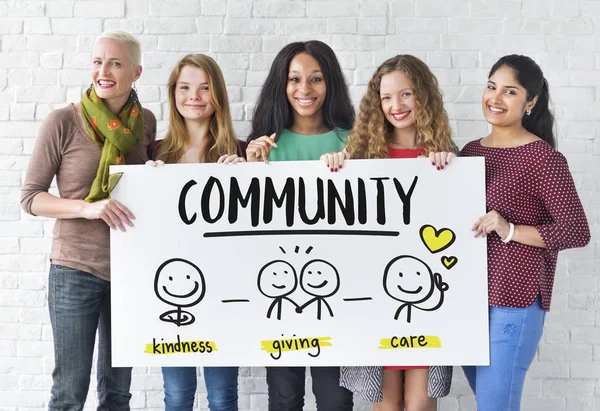 Diversity women holds placard — Stock Photo, Image