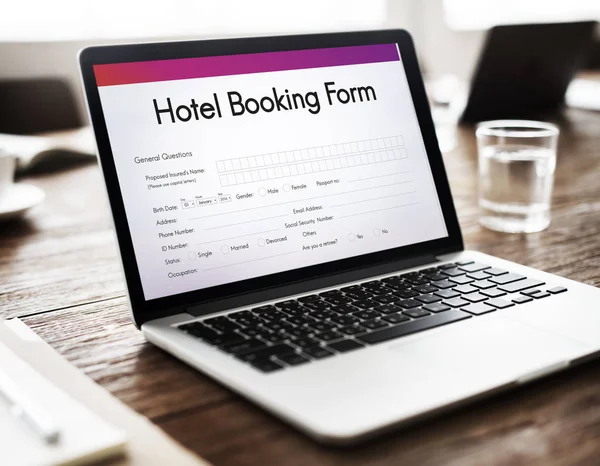 Hotel Booking Form on monitor Concept — Stock Photo, Image