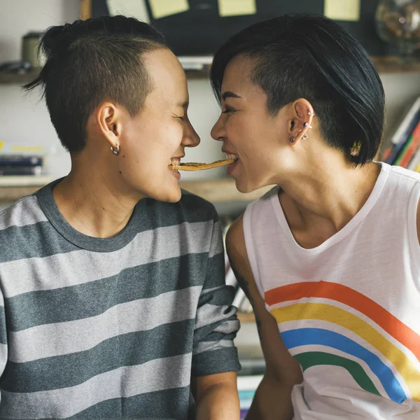 Casal de lésbicas momentos — Fotografia de Stock