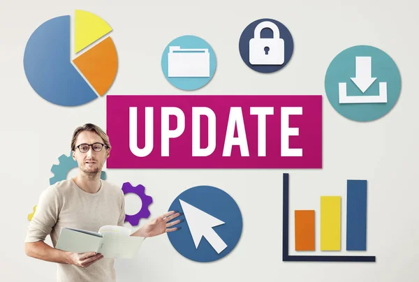 Businessman working with Update — Stock Photo, Image