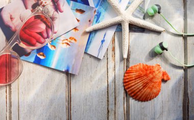 Pictures with Starfish and Seashells  clipart