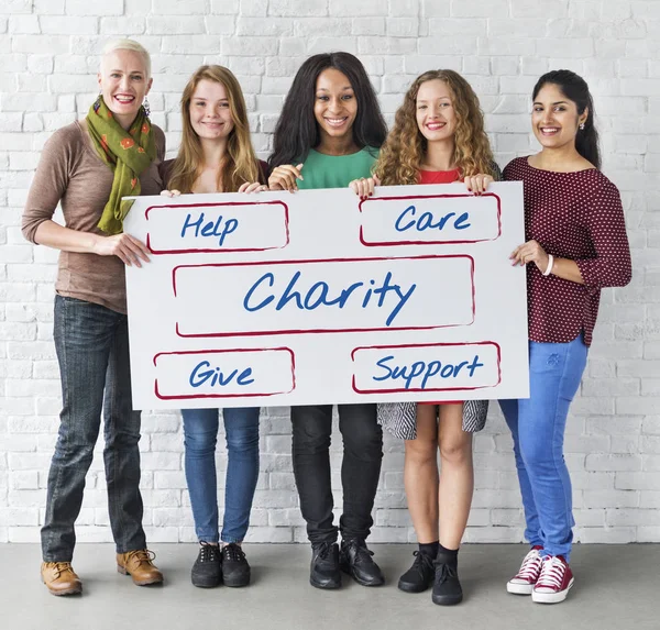 Diversity women holds placard — Stock Photo, Image