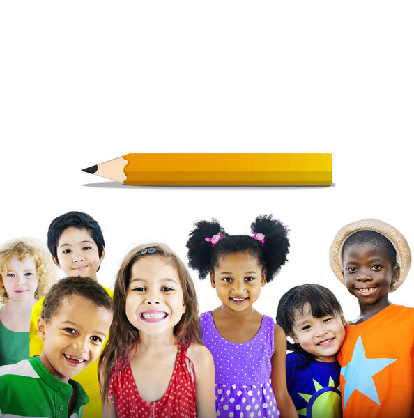 Cute diverse kids smiling