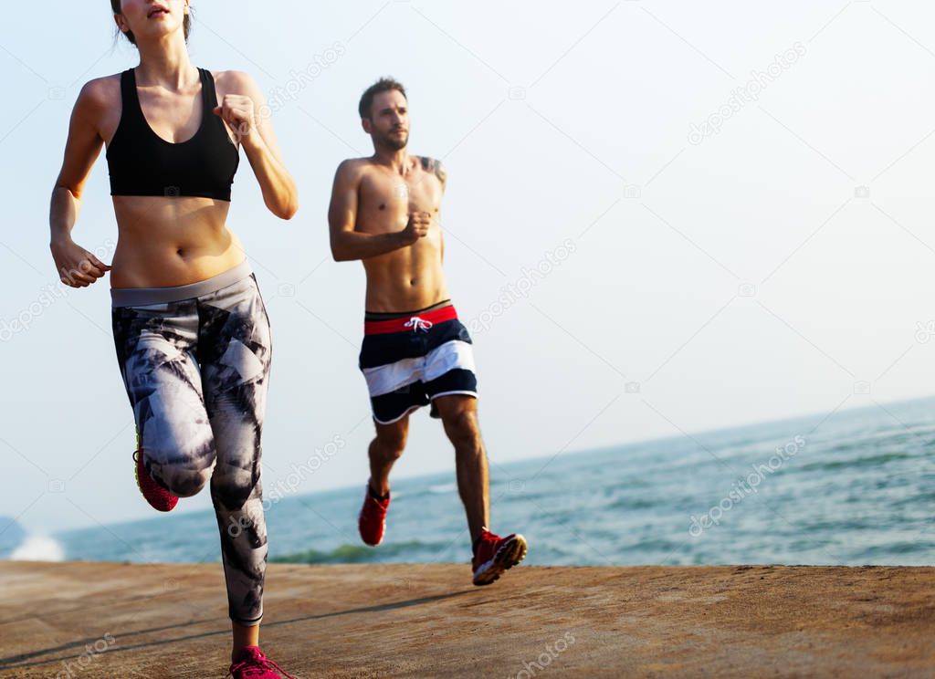Couple running on Beach