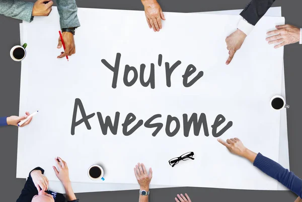 Business People with You're Awesome Concept — Stock Photo, Image