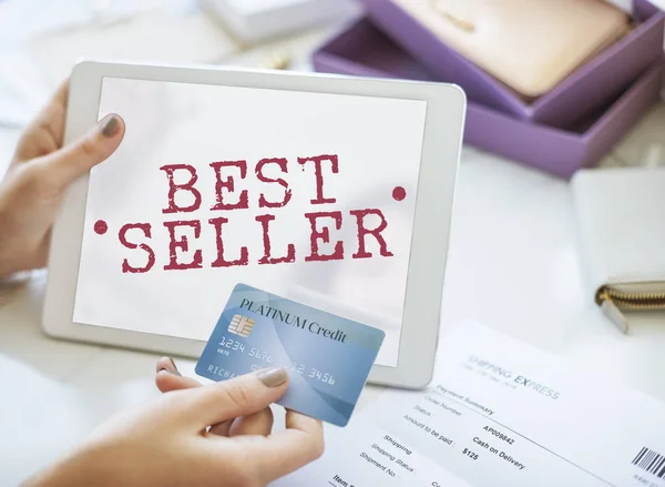 Woman browsing digital tablet — Stock Photo, Image