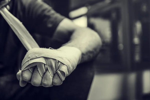 Mãos de Boxer com Envoltórios de Proteção — Fotografia de Stock