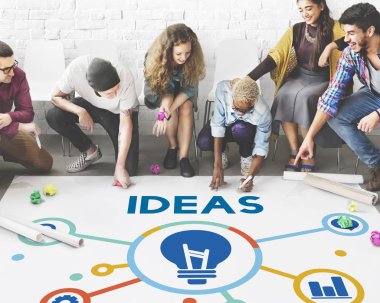 Kattaki insanlar çizim afiş