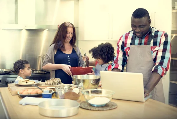 Family cooking together