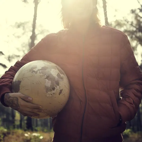 Young Man Holding Globe — Stock Photo, Image