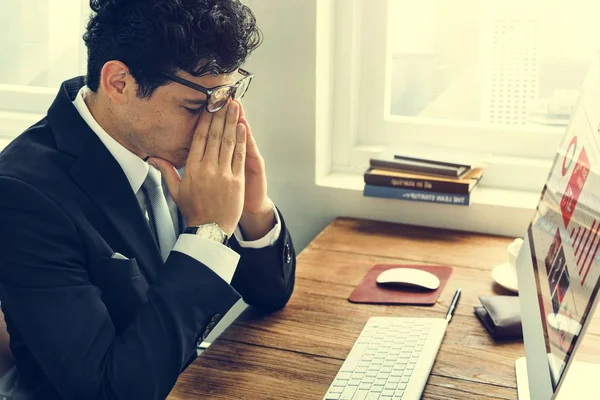 Tired Business Man at work — Stock Photo, Image