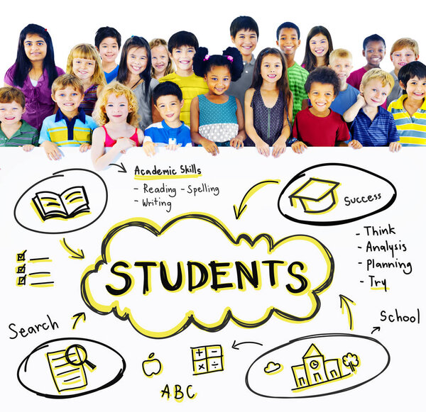 Cute diverse kids smiling