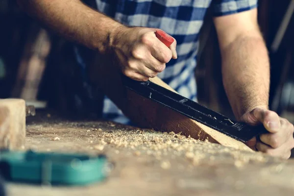 Woodeworker Craftsman in workshop — Stock Photo, Image