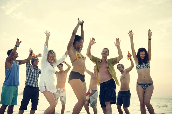 People enjoying beach party Stock Image