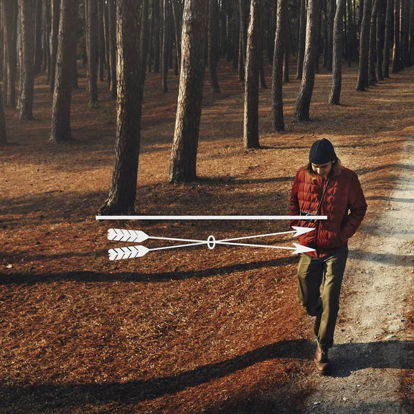 Guy walking in the forest — Stock Photo, Image