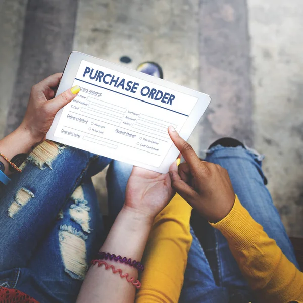 Students using digital tablet — Stock Photo, Image