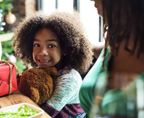 little girl with teddy bear