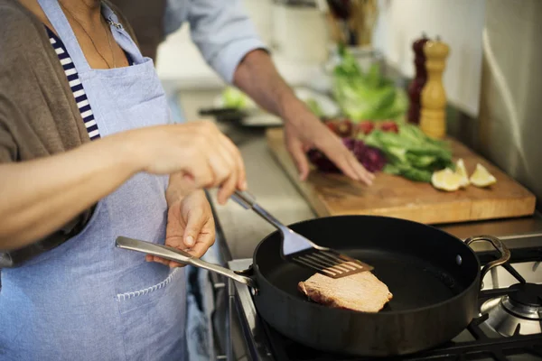 Senior Couple Cooking Together — Stock Photo, Image