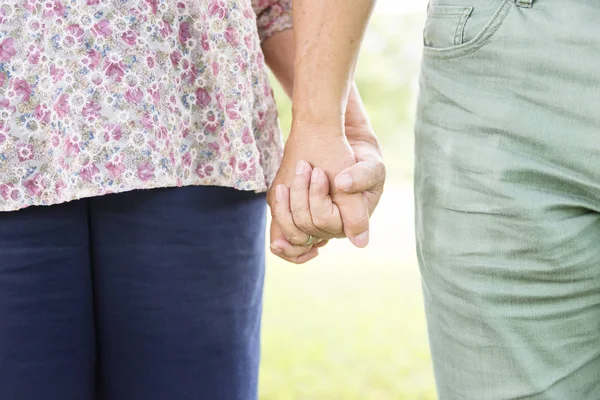 Olderly Couple Holding Hands — Stock Photo, Image