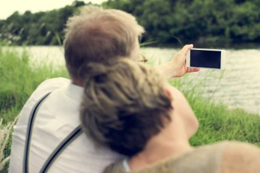Selfie yapma aşk yaşlı çift