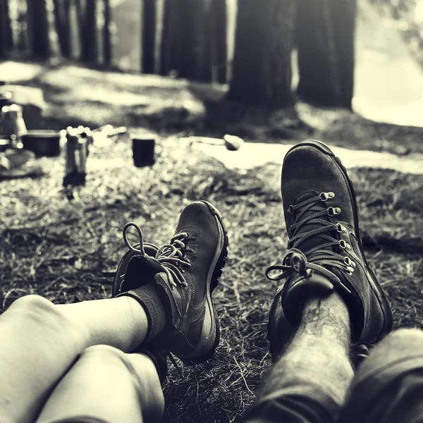 Couple Détente en Camping — Photo