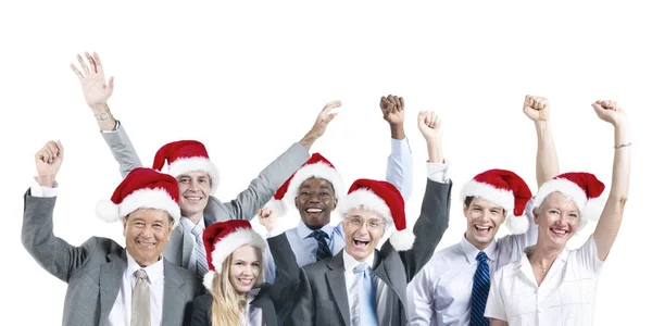 Obchodní lidé slaví Vánoce — Stock fotografie