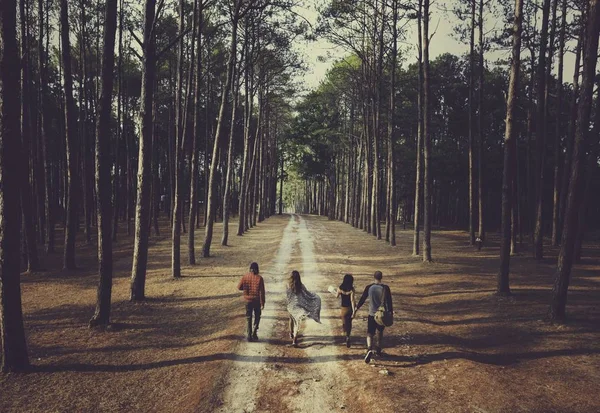 Pessoas andando na floresta — Fotografia de Stock